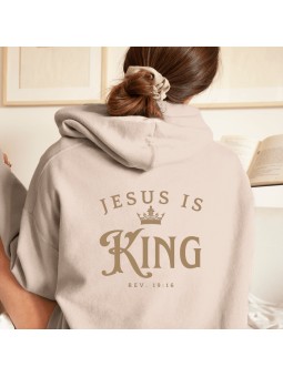 Jésus est Roi Hoodie | Puissant Verset de l'Apocalypse dans le Dos