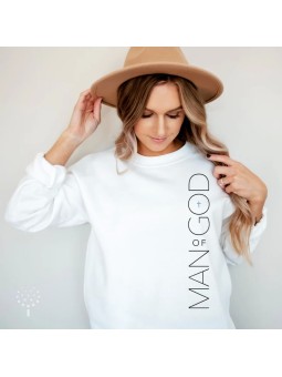 Man of God Sweatshirt | Bold Vertical Design with Modern Chic Cross